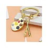 Key Rings Metal Enamel Artist Paint Color Palette Key Ring Brush Painter Charm Keychain Bag Hanging Women Men Student Fashion Jewelr Dhzvs