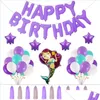 Party Decoration Mermaid Aluminium Film Balloons Party Decoration Happy Birthday English Letter Balloon Suit Purple Blue White Festiv DHPCE