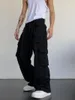 Men's Jeans High Street Retro Casual Large Pocket Overalls Men's And Women's Summer Waist Loose Straight Tube Draped Wide Leg Pants