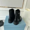 Luxury Ankle boots Brushed leather and Re-Nylon boots Women Martin Boots Motorcycle Boot Combat Boot Ladies Booties