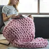 Blankets Fashion Hand Chunky Knitted Blanket Thick Yarn Merino Wool Bulky Knitting Throw Coarse Woven BK004