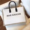 Üst tote çantaları büyük alışveriş çantası tasarımcı çanta rive gauche tuval totes kadın plaj satchel ünlü açık havada çanta