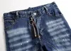 Jeans para hombres Europa y American Hole Patch Slim Splim Splim Splim Suplicing Fashionable Casual Stretch Split Jean