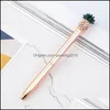 Stylos à bille Stylos à bille en métal ananas recharges d'encre noire pointe moyenne fournitures scolaires de bureau papeterie or/argent 880 B3 Drop Dhanz