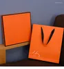 Sjaals vierkante sjaalbox tas set voor zijden kasjmier oranje cadeau aanwezig hardboard kunst papier