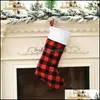 Christmas Decorations Christmas Stockings Red And Black Buffalo Plaid Fireplace Hanging Stocking Family Holiday Xmas Party Decoratio Dhgaj