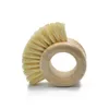 Cleaning Brushes Creative Wooden Handle Cleaning Brush Oval Rings Sisal Dishwashing Brushs Natural Bamboo Household Kitchen Supplies Dhw7J