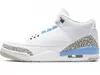 Med Box Jumpman 3 Basketball Shoes UNC Men 3S Trainers Sport Sneakers Storlek 6 6.5 7 7.5 8 8.5 9 9.5 10 10.5 11 11.5 12 12.5 13 13.5