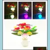 Conseils de décoration de fête Lampe de contrôle de la lumière LED Fleur Feuille Vase Bouchons Lumières Lampes à lueur chaude Fête Maison Inductive Électrique 2 5Lja N2 D Dhusr