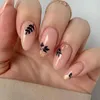 24pcs/Set French Nails Full Cover Press on Nails Art Almond Wearable Diy Short Simple Nail With White Side Glitter Pattern Design