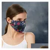 Maschere di design Nuova maschera con stampa floreale con sfiato Vae 2 pezzi Filtro Maschere per bocca traspiranti Anti polvere riutilizzabile Housekee Designer 87 N2 Dhy1P