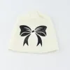 Clip à nœud papillon broderie nœud mignon chapeau de bonnet femme hiver chapeaux en tricot chaud fashion fashion gabares de crêpes décontractés pour fille