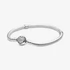 With Original BOX Bracelets Snake Chain Women fits pandora Authentic S925 Sterling Silver Heart CZ Diamond Pave Charms Bracelet Birthday Christmas Jewelry BR028