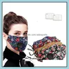 Designer Masks New Floral Print Mask With Breather Vae 2Pcs Filter Breathable Mouth Masks Anti Dust Reusable Housekee Designer 87 N2 Dh60O