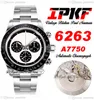 Paul Newman Blaken A7750 Automatisch Chronograph Herren Watch iPKF 6263 Vintage White Dial Black Subdial Stick Austersteel Armband Eta Super Edition Reinzeit G7