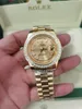 Luxury brand men Day calendarface Diamonds watch men automatic Mechanical Movement WristWatche Gold dial Sports Watche