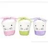 Storage Baskets Easter Rabbit Basket Bunny Gift Bags Rabbits Handbag Printed Canvas Tote Bag Bowknot Candies Baskets 50Pcs 18 O2 Dro Dhvm1