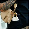 Key Rings Fashion Boho Weave Rainbow Tassel Keychain Bag Hangs Gold Key Holder Jewelry Gift Drop Delivery Dh0Gf