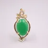 Pendant Necklaces 18K GP With Green Jade Jadeite Blessing Ellipse Zircon 35 17mm Gift