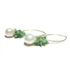 Boucles d'oreilles pendantes Lii Ji émeraude baroque perle 925 argent Sterling couleur or pierre verte naturelle 3mm perles scintillantes longue goutte