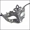 M￡scaras de festa Retro Greco Roman Mask para Mardi Gras Gladiator Masquerade Vintage Goldensier Sier Carnival Halloween Half Face Mas Dhbva
