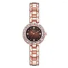 Montres-bracelets diamant femmes montres montre en or Rose dames Quartz glacé strass femmes Bracelet ensemble Relojes Para Mujer