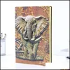 Anteckningar Elefant Journal pr￤glade dagligen anteckningsbrev Anteckningsbok Anaglyph Retro Sketchbook A5 fodrad brons 868 B3 Drop Deli DHQT1