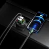 자동차 QC3.0 듀얼 USB 자동차 충전기 고속 충전 전력 어댑터 담배 라이터 소켓 전압계 스케일 디스플레이 스위치 마키 램프