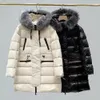 Womens Fur Collar Down Jackets Hooded Puffer Jacket High quality down Coat outerwear designer mid-length slim overcoat winter clothing NFC