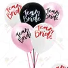 Украшение вечеринки 12 -дюймовая команда невеста Balloon Balloon Romantic Mite Antiversaire Round Latex Ball Diy Hen Night Bachelorette Wedding Party Deco Dhcdi