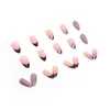 24 st/set franska naglar full täckpress på naglar konst mandel bärbar diy kort enkel nagel med vit sido glittermönster design