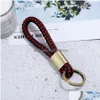 Key Rings Ancient Sier Bronze Key Ring Simple Weave Keychain Bag Hangs For Women Men Fashion Jewelry Black Red Blue Drop Delivery Dhmuy