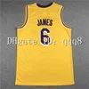 Koszykówka uczelni nosi koszulkę koszykówki w Los Angeles James 6 LeBron Russell 0 Westbrook Carmelo 7 Anthony Jersey Dikembe 55 Mutombo Purple żółty biały czarny rozmiar