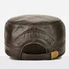 Boinas tamanho ajustável homem preto cap snapback snapback natural chapéu de couro de chapéu militar masculino tampo liso de inverno chapéu de pai quente