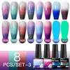 Nagelkonstsatser mtsii 8st glitter reflekterande gelpolska set vår sommar semi permanent blöt av uv led lack kit för manikyr