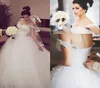 Lindo vestidos de casamento vestido de noiva bola renda apliques fora das alças frisadas tule cetim feito sob encomenda plus size vestido de novia