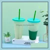 Tumblers 24oz Renk Değiştirme Bardağı Açık Plastik İçme Tumblers Renkler Yeniden Kullanılabilir Soğuk İçecekler Sihirli Kahve Bira Kupaları 78 S2 Drop Deliv Dhlwq