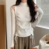 Women's Sweaters Knitted Thicken Bottom Casual Women Drawstring 2022 Off Shoulders Slim Stylish Solid Pullover Jumpers