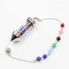 Pendant Necklaces FYSL Silver Plated Wish Bottle Many Color Quartz Stone Healing With Small Beads Chain Jewelry