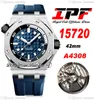IPF 1572 DIVER A4308 RESPOSTA AUTOMÁTICO DE Mens Aço Aço Azul Marcadores de discagem texturizada Marcadores de borracha Super edição Relógios PureTime D4