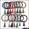 Party Favor Tassel Bangle Keychain Armband Keyring Snake Leather O Wristlet Armband Circle Charm Key Ring Holder Wristbands Party Dhfir