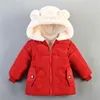 Down jas winter jas meisjes kleding verlengen zoete cartoonbeer geborduurd toevoegen fluweel warme kap jas hoogwaardige kinderkleding 221125