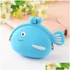 Bolsas de armazenamento Cartoon Coin Burse Sile Fish Shape Mti Color Kids Saco de dinheiro para crian￧as para crian￧as Presentes de dia 3 2Bs E1 Drop Delivery Dhgeh