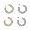 Hoop Earrings Chunky Circle Earring For Women Full Micro Paved Cubic Zirconia Iced Out Bling CZ Hoops