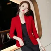 Ternos femininos Femininos de gole de blazers femininos Blazers Casaco de manga longa Trabalho comercial profissional Use elegante Blaser de Ladies Red Ladies Outwear