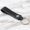 Nyckelringar Simple Car Keychain Fashion Retro Leather for Men Women Key Ring h￤nger smycken Drop Delivery DHLBG