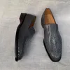 Scarpe eleganti da uomo d'affari in vera pelle di razza color sabbia Mocassini neri Esotici in vera pelle di skate maschile Slip-on da sposa per abiti