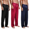 Calça de cetim solteira de roupas de sono masculinas