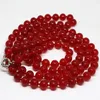 New fashion red jades stone round beads 8mm long necklace 36inch