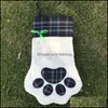 Juldekorationer Julstrumpa Cat Dog Paw Fluffy Santa Socks Snowflake Xmas Tree Parttern Festival Presentväska 08 1050 B3 DR DH0JH